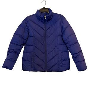 Lands' End Down Puffer Coat Women's S 6-8 Winter‎ Jacket Blue